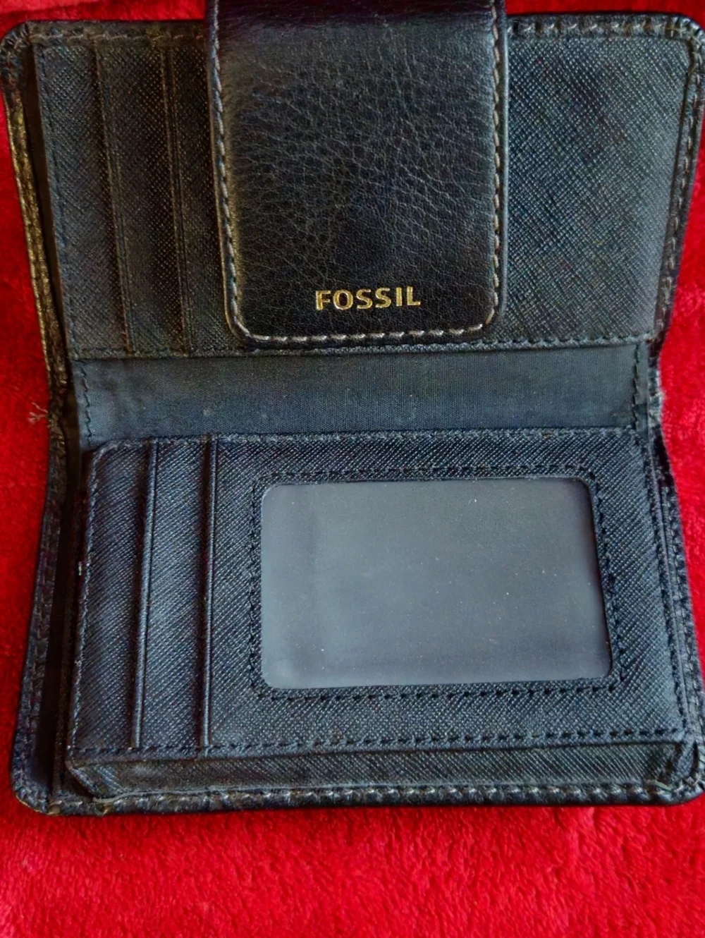 Fossil Madison Black Pebble Leather Bi-Fold Wallet